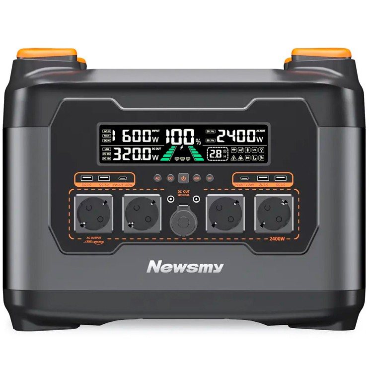 Зарядная станция NewsMy S2400, 2400 Вт, 2048 Вт/час (электростанция для дома, UPS, ИБП) EU