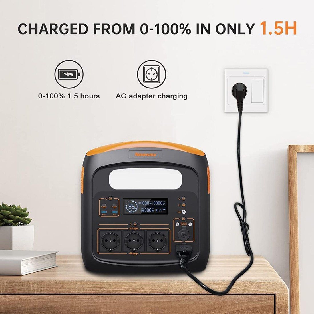 Зарядна станція NewsMy N1210P, 1200 Вт, 1102,5 Вт/час (електростанція для дому, UPS, ДБЖ) EU — фото 2