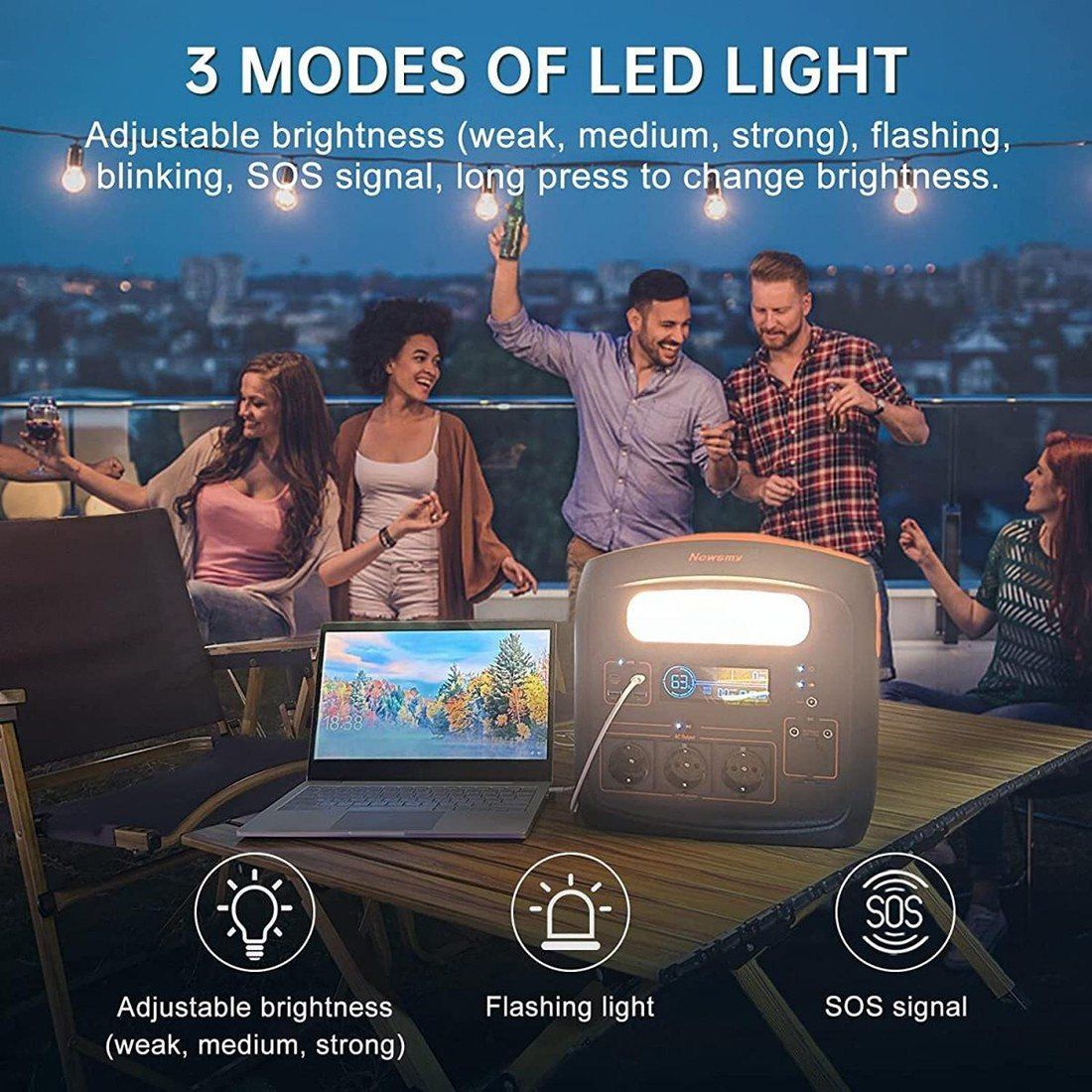 Зарядна станція NewsMy N1210P, 1200 Вт, 1102,5 Вт/час (електростанція для дому, UPS, ДБЖ) EU — фото 6