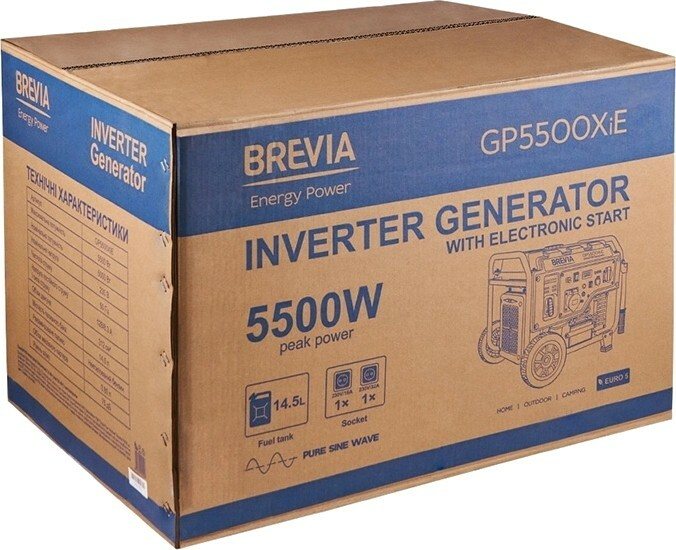 Генератор інверторний бензиновий BREVIA GP5500XiE, з електростартером — фото 7