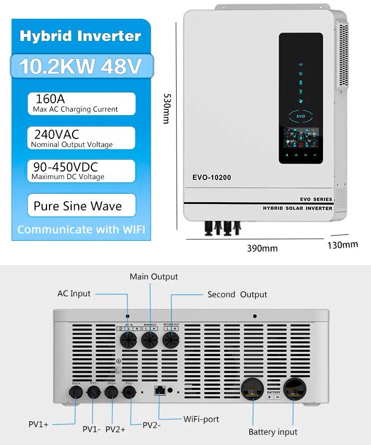 Гібридний інвертор Anern AN-SCI-EVO-10200, 48 В, 10200 Вт (безперебійник, UPS, ДБЖ) — фото 7