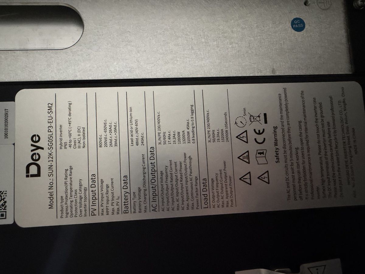 Гібридний інвертор Deye SUN-12K-SG05LP3-EU, 48 В, 12000 Вт, 3 фази (безперебійник, UPS, ДБЖ) — фото 5