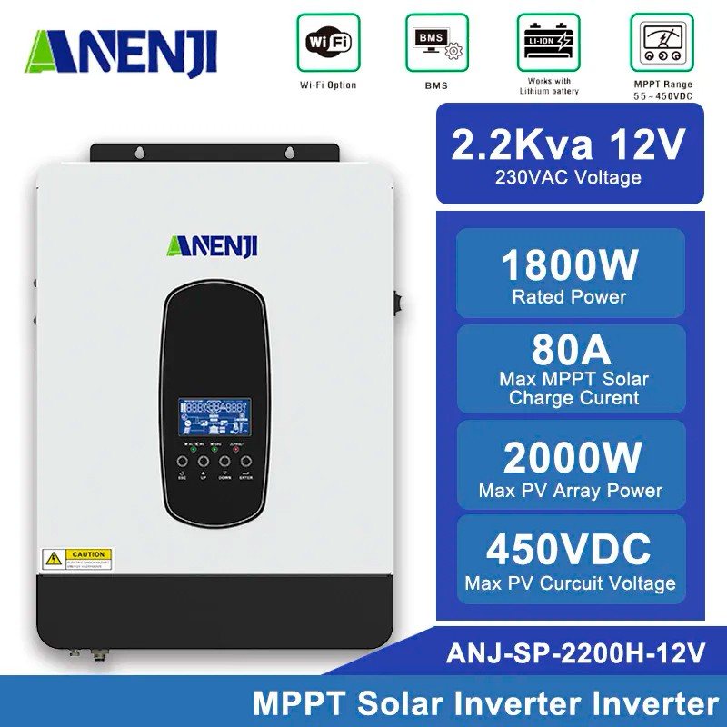Гібридний інвертор Anenji ANJ-SP-2200-12V, 12 В, 1800 Вт (безперебійник, UPS, ДБЖ) — фото 2