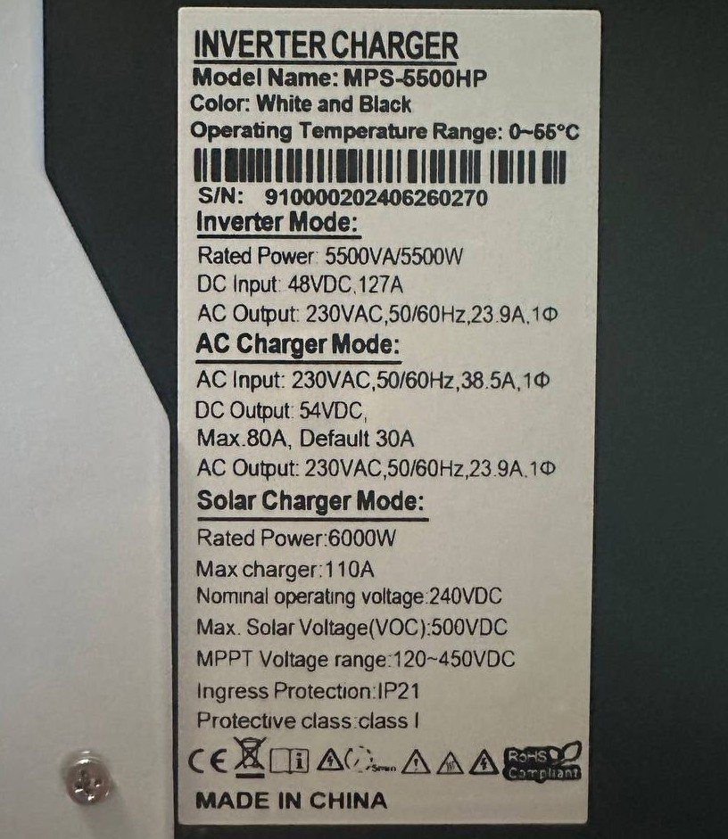 Гібридний інвертор Daxtromn HGP-5500W, 48 В, 80 А, 5500 Вт (безперебійник, UPS, ДБЖ) — фото 7
