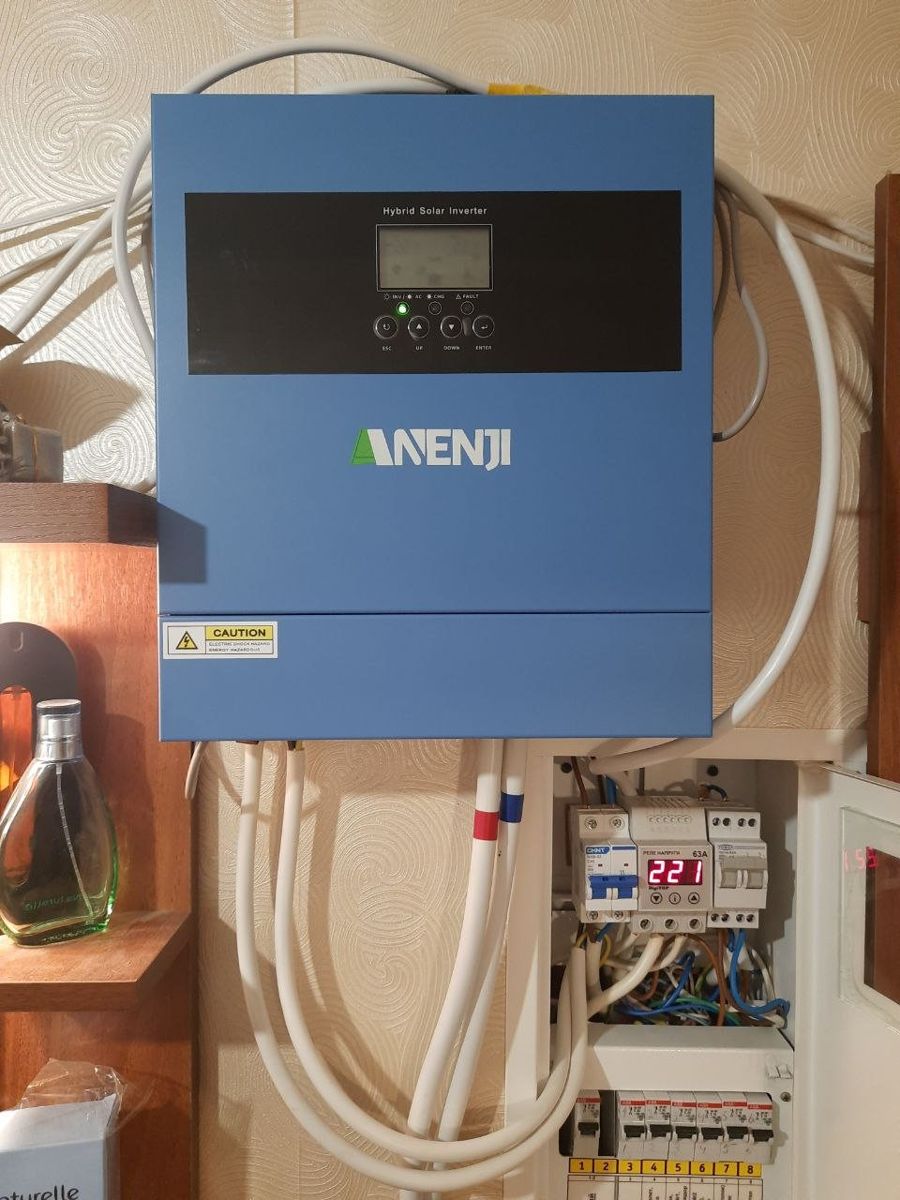 Гібридний інвертор Anenji ANJ-4000-24V, 24 В, 4000 Вт (Wi-Fi, безперебійник, UPS, ДБЖ) — фото 7