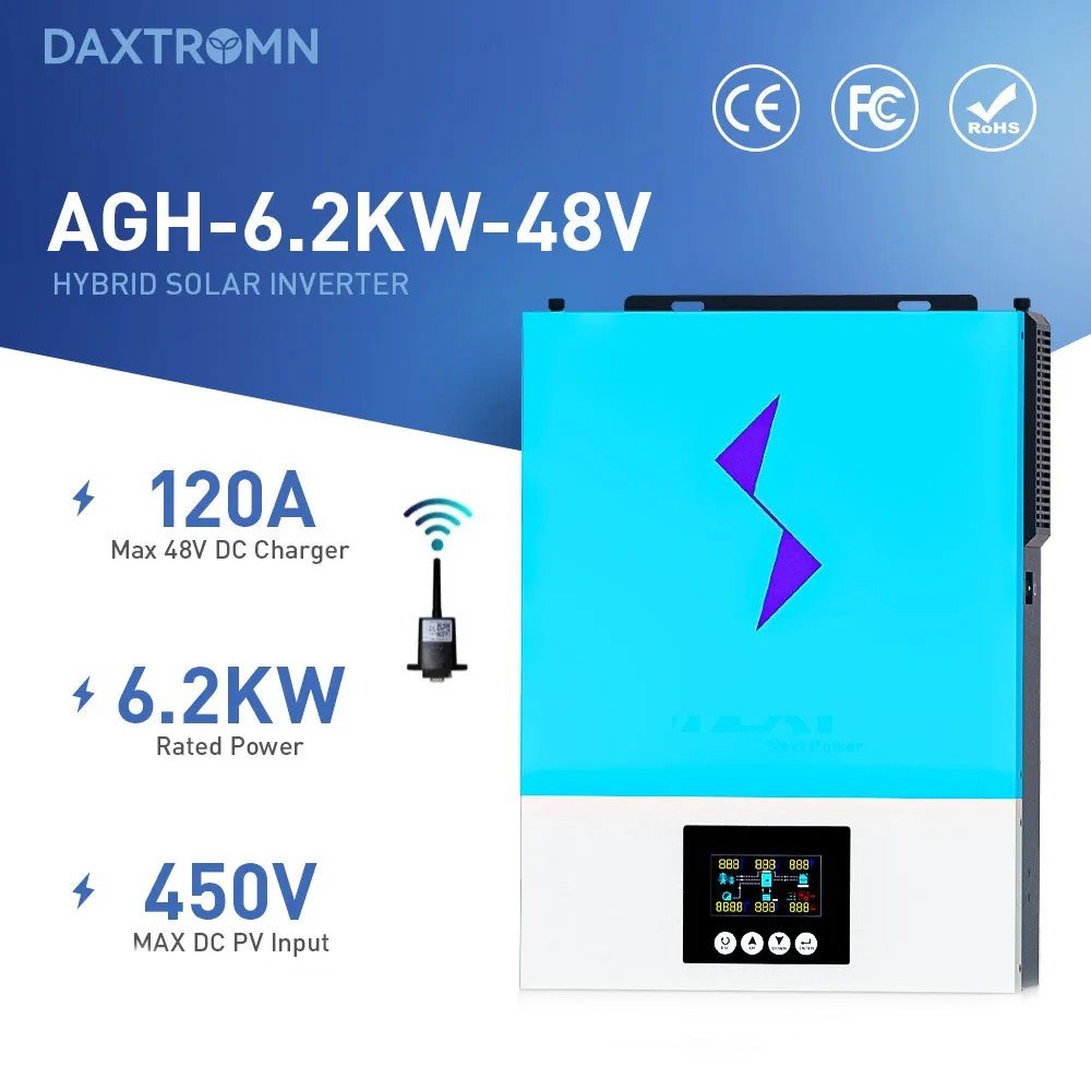 Гібридний інвертор Daxtromn NM-6.2KW-M-PLUS, 48 В, 120 А, 6200 Вт (безперебійник, UPS, ДБЖ) — фото 2