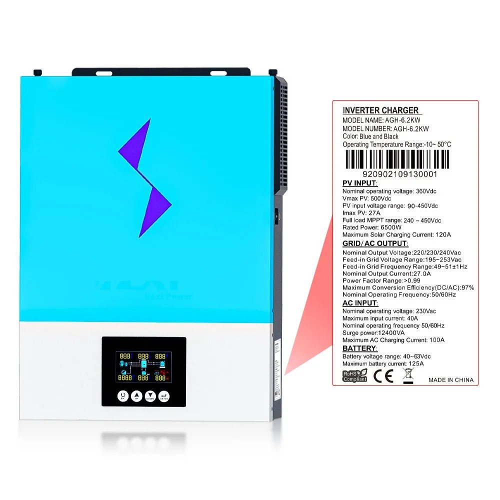Гібридний інвертор Daxtromn NM-6.2KW-M-PLUS, 48 В, 120 А, 6200 Вт (безперебійник, UPS, ДБЖ) — фото 5