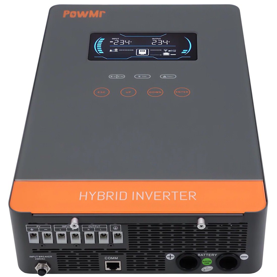 Гібридний інвертор Powmr POW-HVM6.5K-48V-P, 48 В, 6500 Вт (безперебійник, UPS, ДБЖ) — фото 4