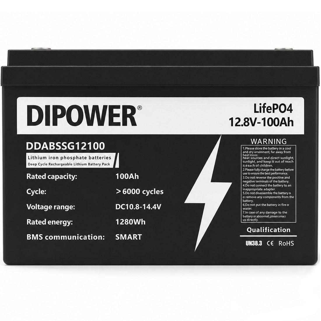 Акумулятор Dipower DDABSSG12100 LiFePO4 12V/100AH, 1280W*h (літій-залізо-фосфатний акумулятор для ДБЖ (UPS)) — фото 2