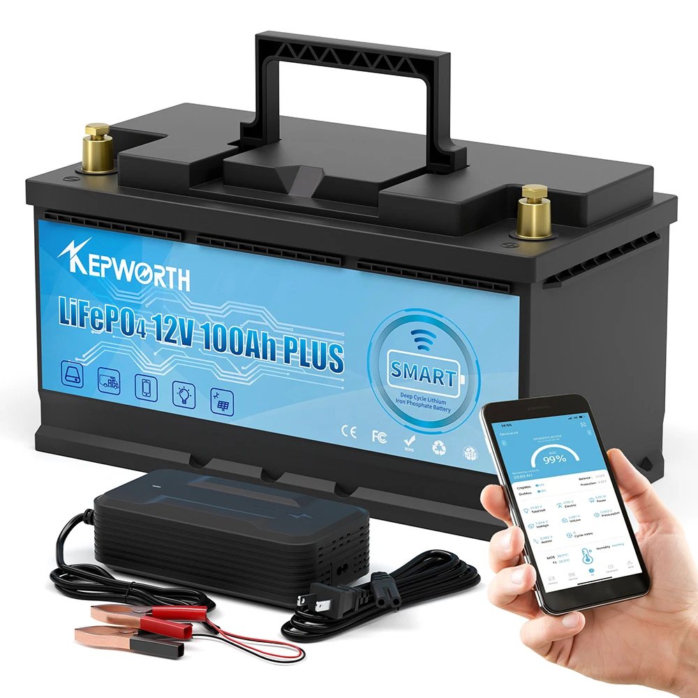 Акумулятор Kepworth LiFePO4 12V/100AH (1280W*h), Smart BMS, Bluetooth APP (літій-залізо-фосфатний акумулятор для ДБЖ (UPS)) — фото 2