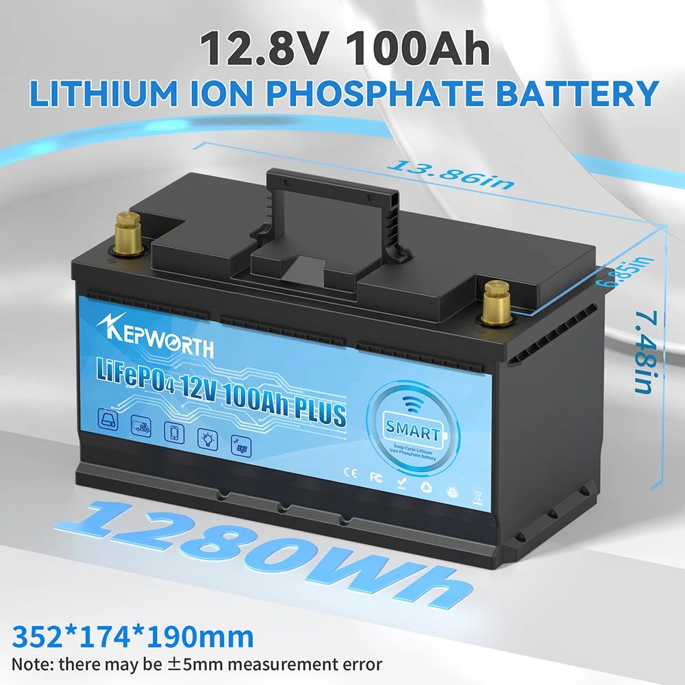 Акумулятор Kepworth LiFePO4 12V/100AH (1280W*h), Smart BMS, Bluetooth APP (літій-залізо-фосфатний акумулятор для ДБЖ (UPS)) — фото 5
