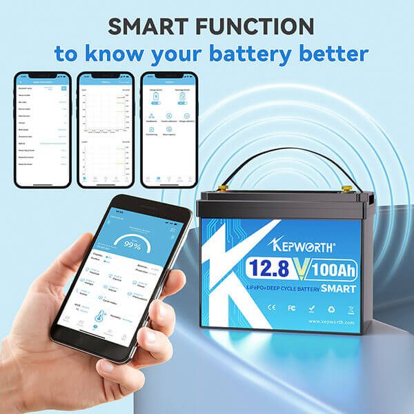 Акумулятор Kepworth LiFePO4 Mini 12V/100AH (1280W*h), Smart BMS, Bluetooth APP (літій-залізо-фосфатний акумулятор для ДБЖ (UPS)) — фото 2