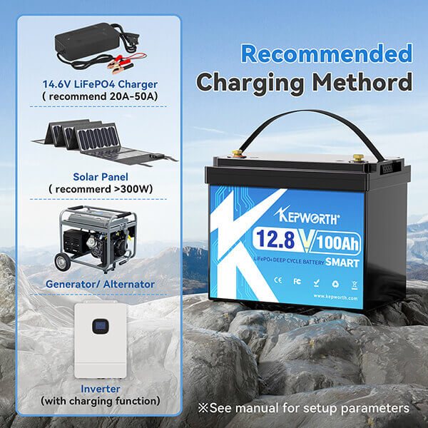 Акумулятор Kepworth LiFePO4 Mini 12V/100AH (1280W*h), Smart BMS, Bluetooth APP (літій-залізо-фосфатний акумулятор для ДБЖ (UPS)) — фото 3