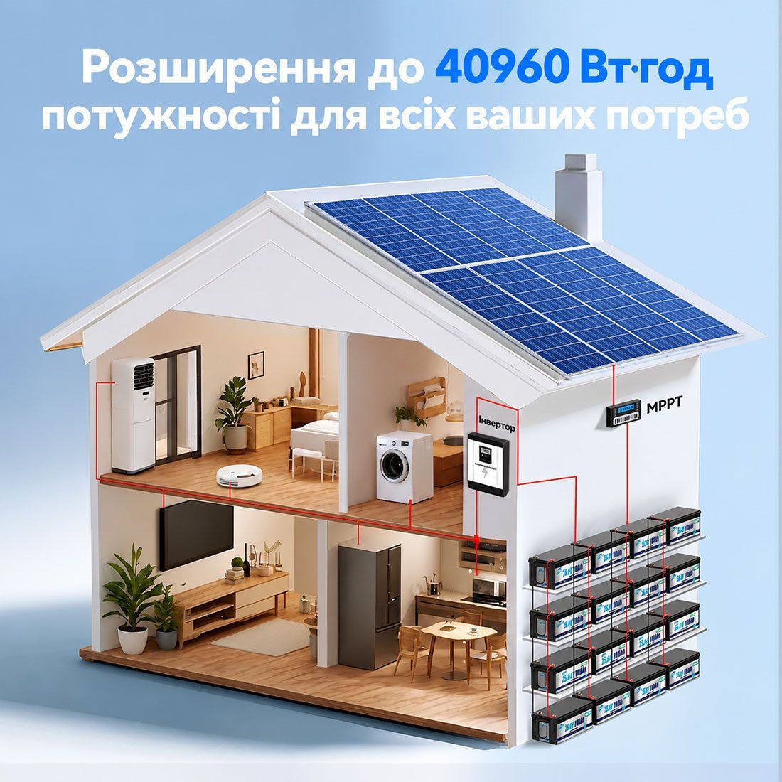 Акумулятор HRBEEnergy LiFePO4 24V/100AH (2560W*h), Smart BMS, Bluetooth APP, (літій-залізо-фосфатний акумулятор для ДБЖ (UPS)) 522 мм — фото 4