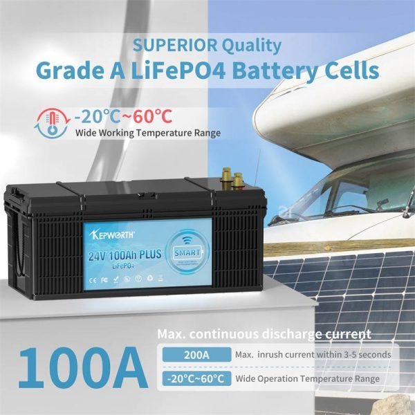 Акумулятор Kepworth LiFePO4 24V/100AH (2560W*h), Smart BMS,Bluetooth APP (літій-залізо-фосфатний акумулятор для ДБЖ (UPS)) — фото 7
