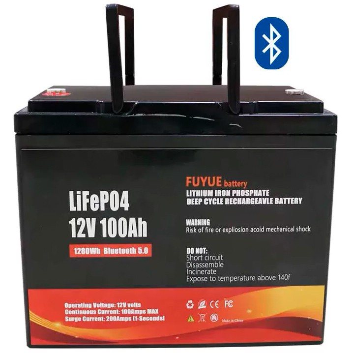 Акумулятор Fuyue LiFePO4 12V/100AH (1280W*h) (літій-залізо-фосфатний акумулятор для ДБЖ (UPS), Bluetooth APP, Smart BMS) — фото 2