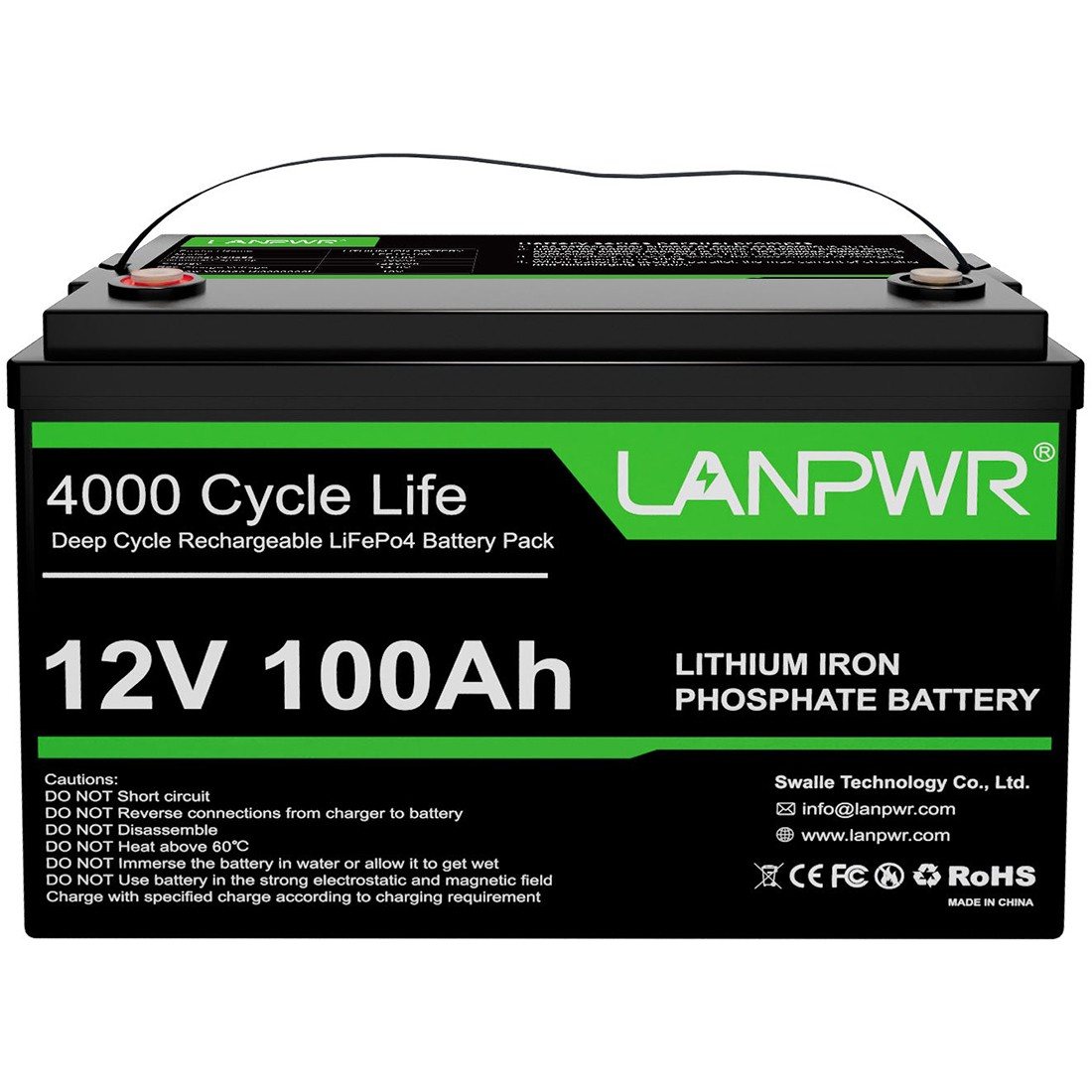 Акумулятор LanPWR LiFePO4 12V/100AH, 100A (1280W*h) (літій-залізо-фосфатний акумулятор для ДБЖ (UPS))