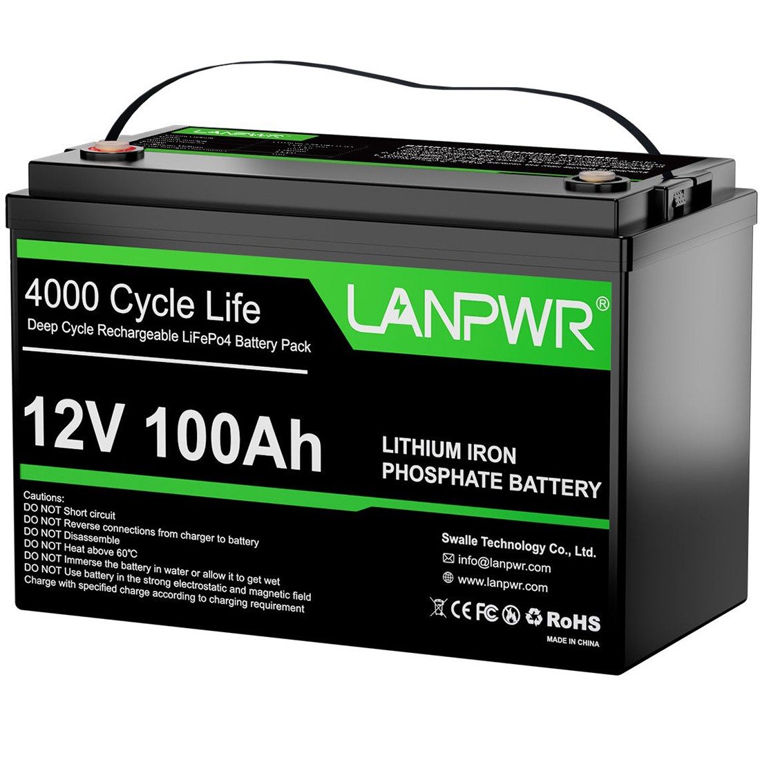 Акумулятор LanPWR LiFePO4 12V/100AH, 100A (1280W*h) (літій-залізо-фосфатний акумулятор для ДБЖ (UPS)) — фото 2
