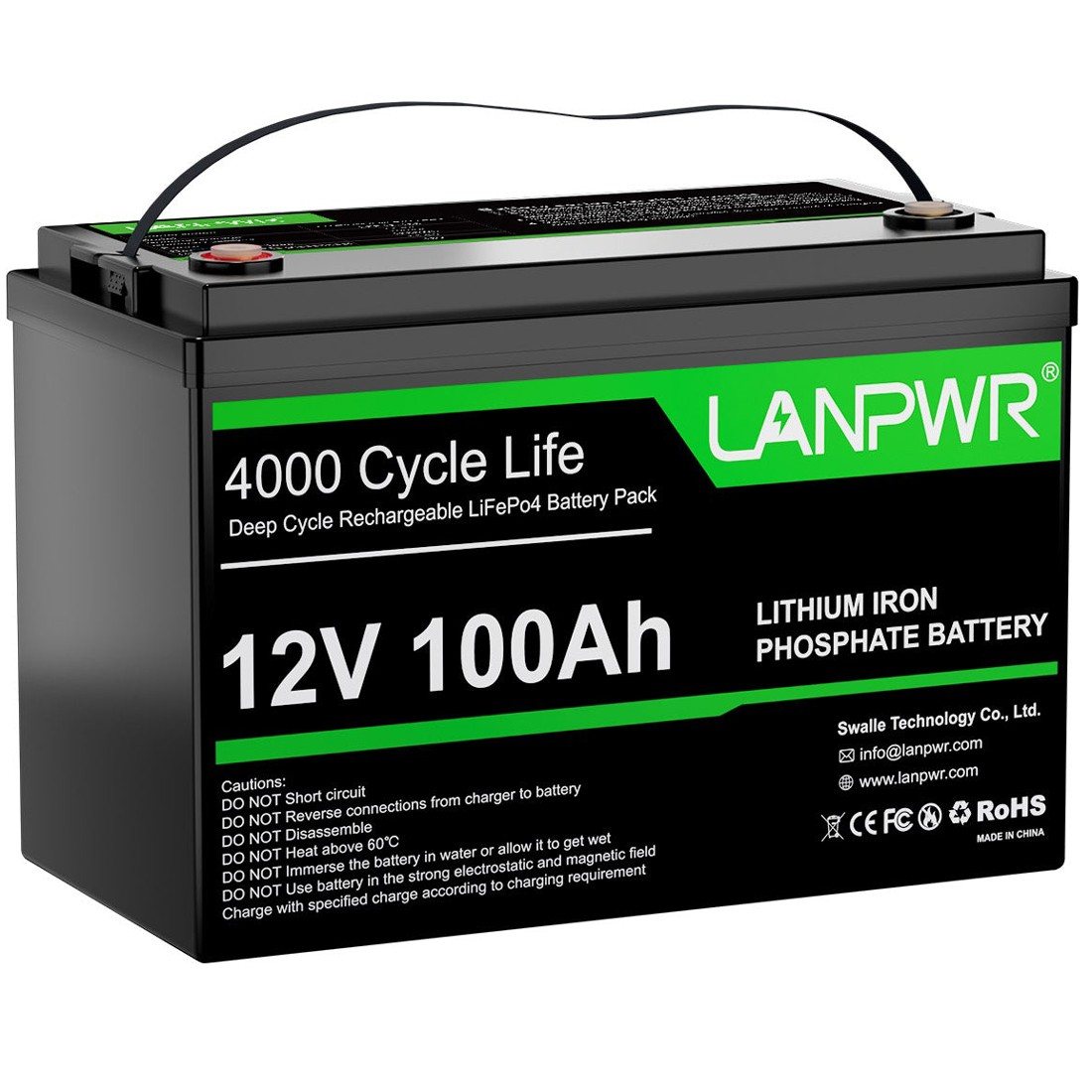 Акумулятор LanPWR LiFePO4 12V/100AH, 100A (1280W*h) (літій-залізо-фосфатний акумулятор для ДБЖ (UPS)) — фото 3