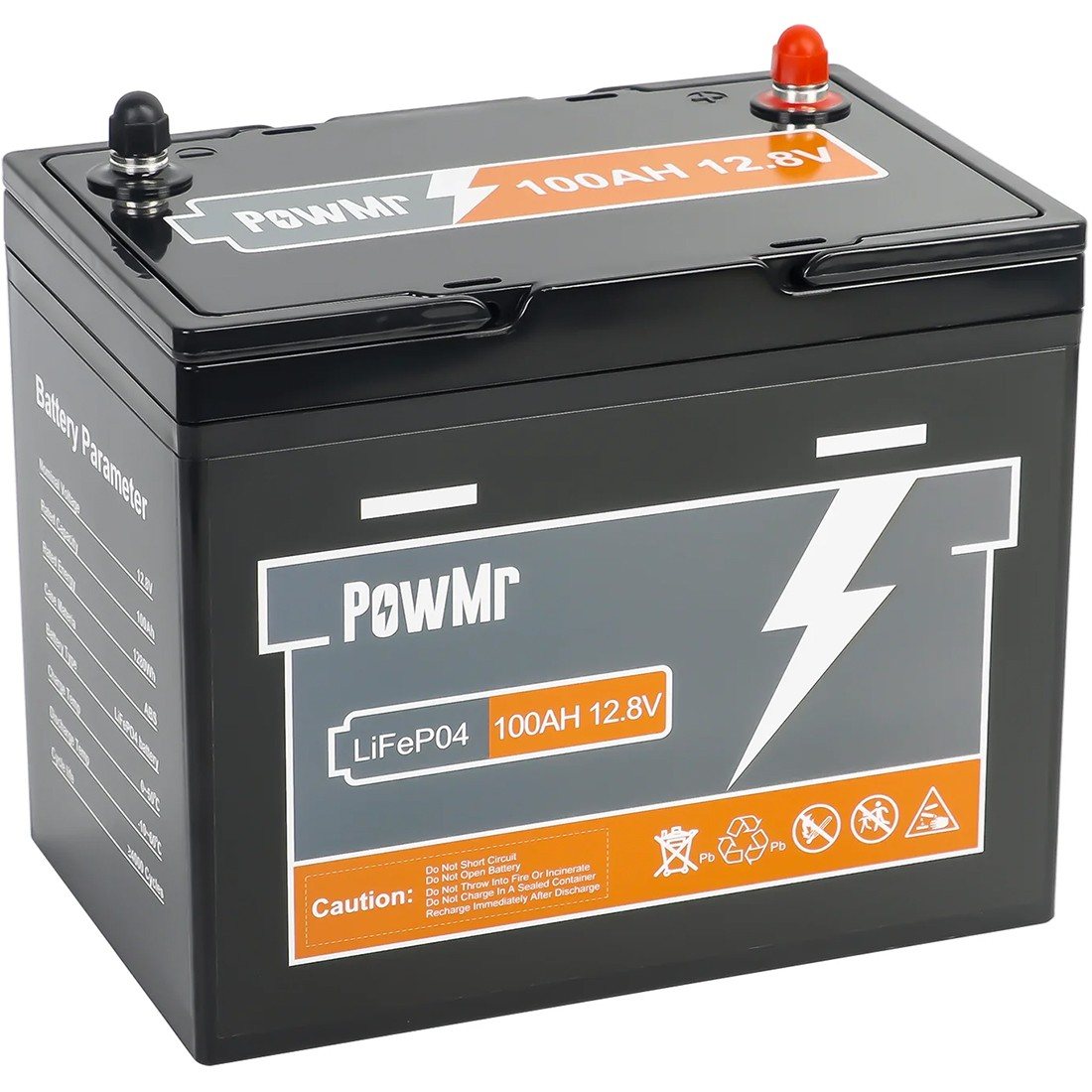 Акумулятор PowMr POW-100AH-12.8V-MINI, 12,8V/100Ah, 1280W*h, 100A (26x17x21 см, LiFePO4, для будинку, котла, сонячних батарей) — фото 2