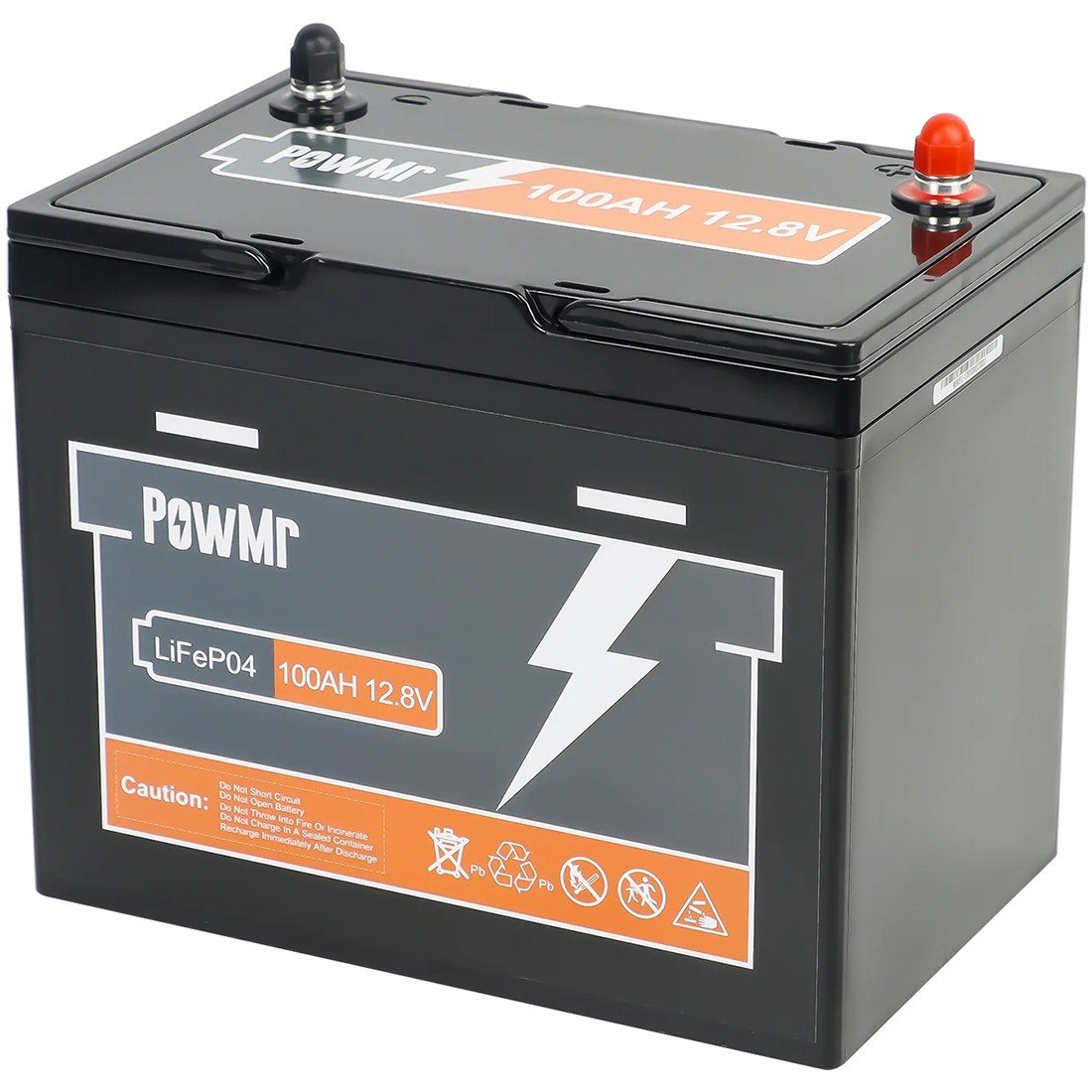 Акумулятор PowMr POW-100AH-12.8V-MINI, 12,8V/100Ah, 1280W*h, 100A (26x17x21 см, LiFePO4, для будинку, котла, сонячних батарей) — фото 3