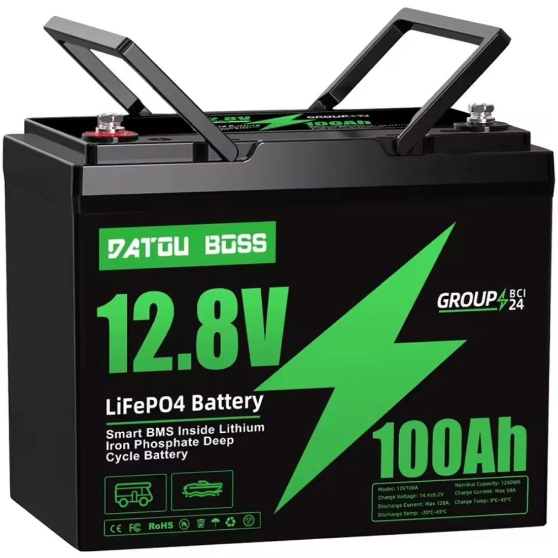 Акумулятор DATOU BOSS LiFePO4 12V/100AH (1280W*h) (літій-залізо-фосфатний акумулятор для ДБЖ (UPS))