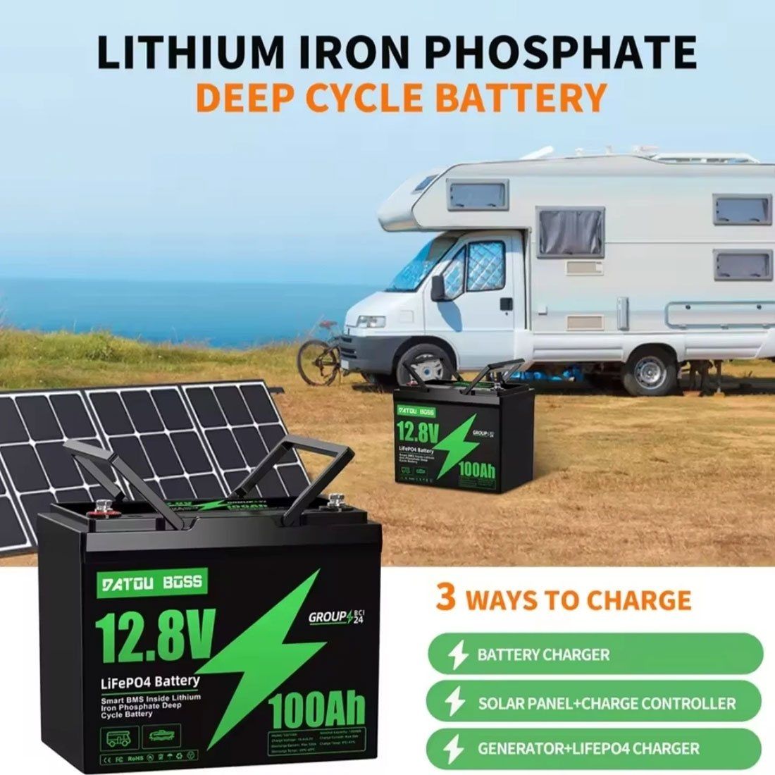Акумулятор DATOU BOSS LiFePO4 12V/100AH (1280W*h) (літій-залізо-фосфатний акумулятор для ДБЖ (UPS)) — фото 4