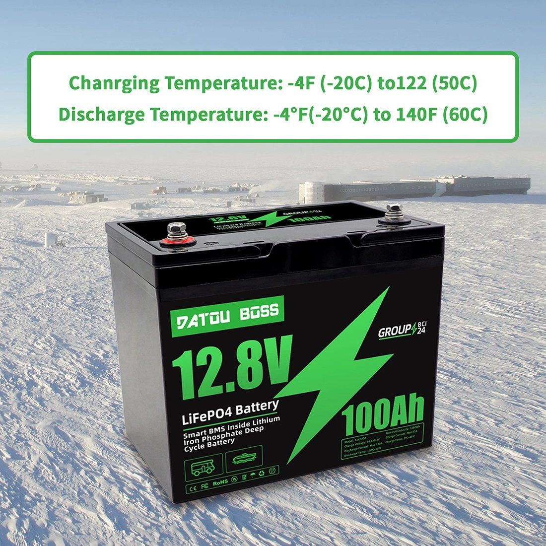 Акумулятор DATOU BOSS LiFePO4 12V/100AH (1280W*h) (літій-залізо-фосфатний акумулятор для ДБЖ (UPS)) — фото 5