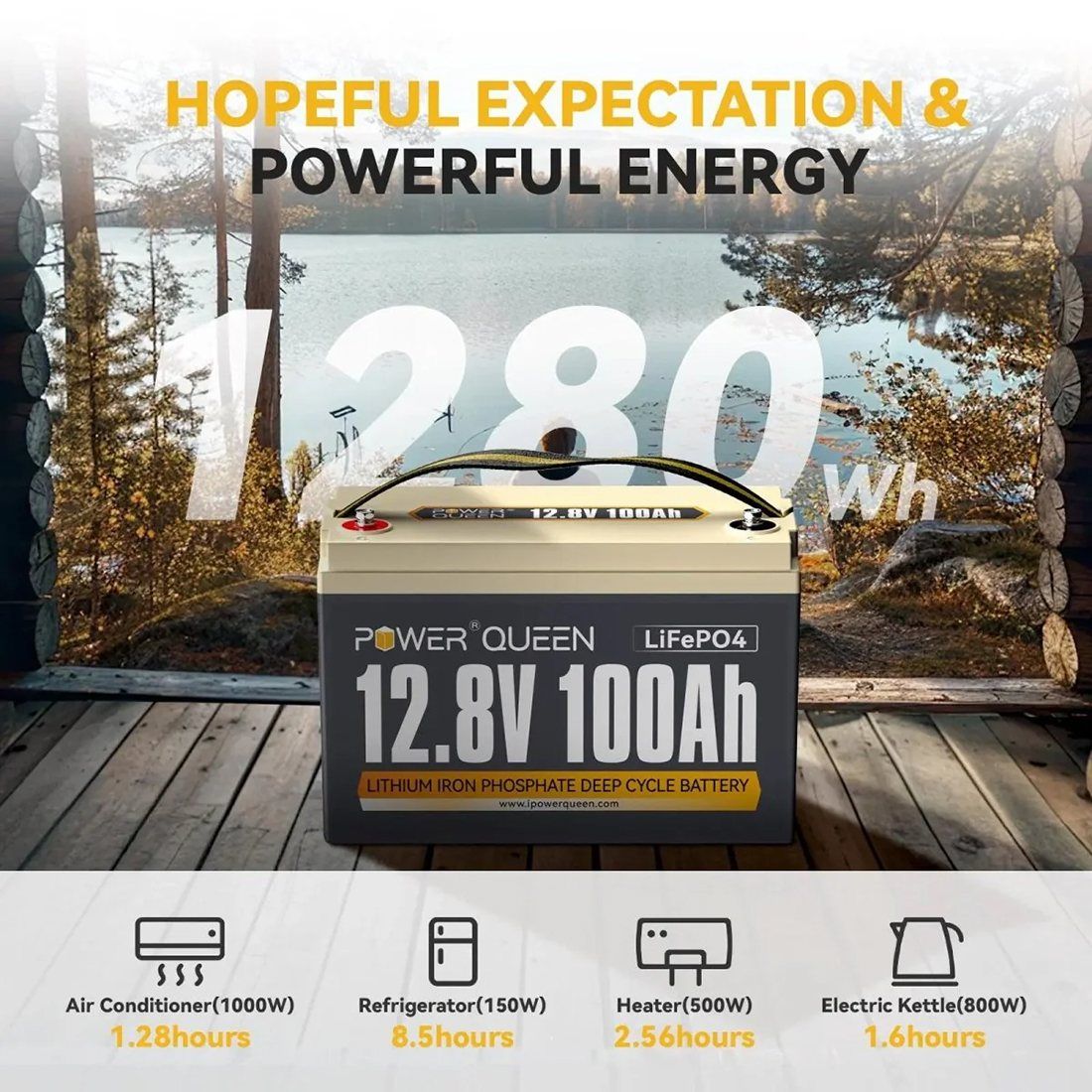 Акумулятор Power Queen LiFePO4 12V/100Ah (1280Wh) (літій-залізо-фосфатний акумулятор для ДБЖ (UPS)) — фото 3