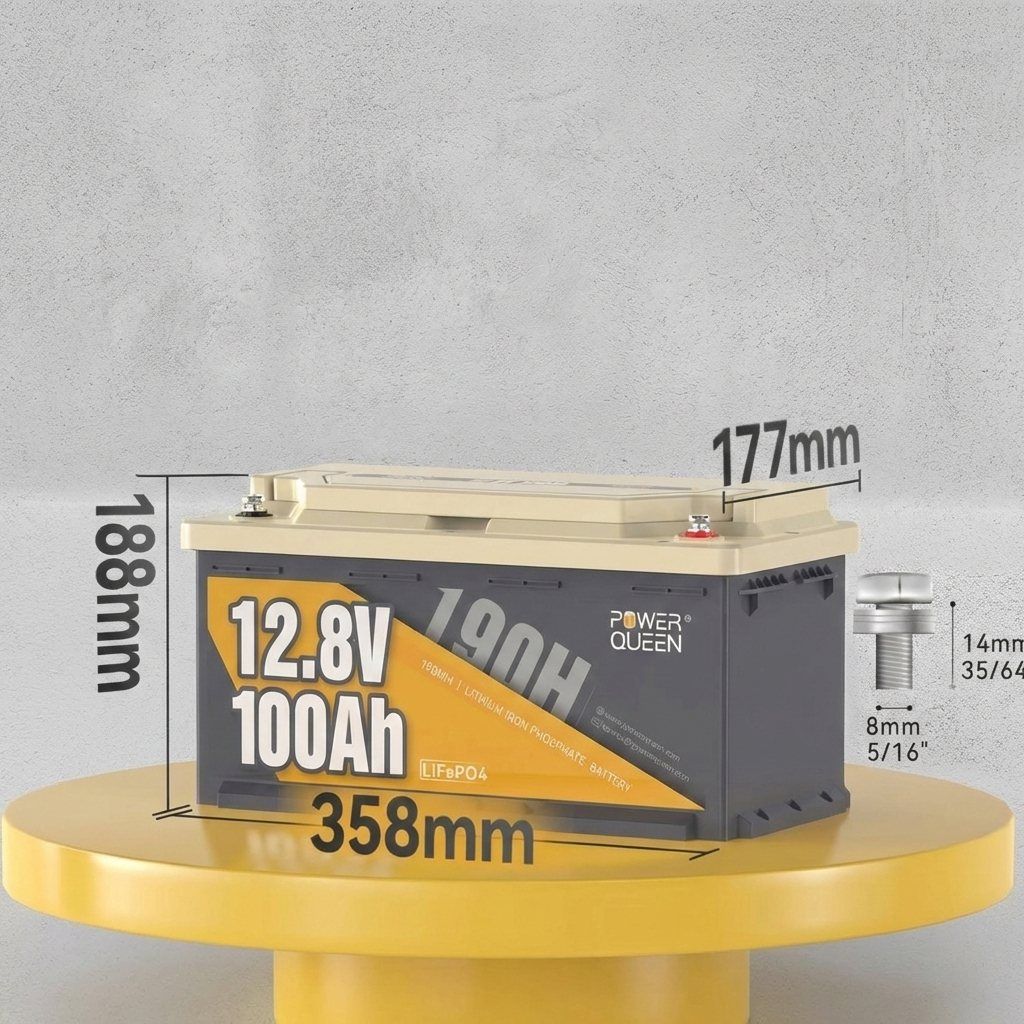 Акумулятор Power Queen LiFePO4 12V/100Ah (1280Wh) Smart BMS, Bluetooth APP (літій-залізо-фосфатний акумулятор для ДБЖ (UPS)) — фото 5