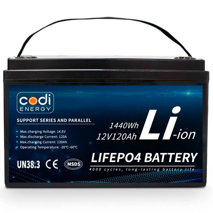 Акумулятор Codi Energy LiFePO4 12V/120AH (1440W*h) (літій-залізо-фосфатний акумулятор для ДБЖ (UPS))