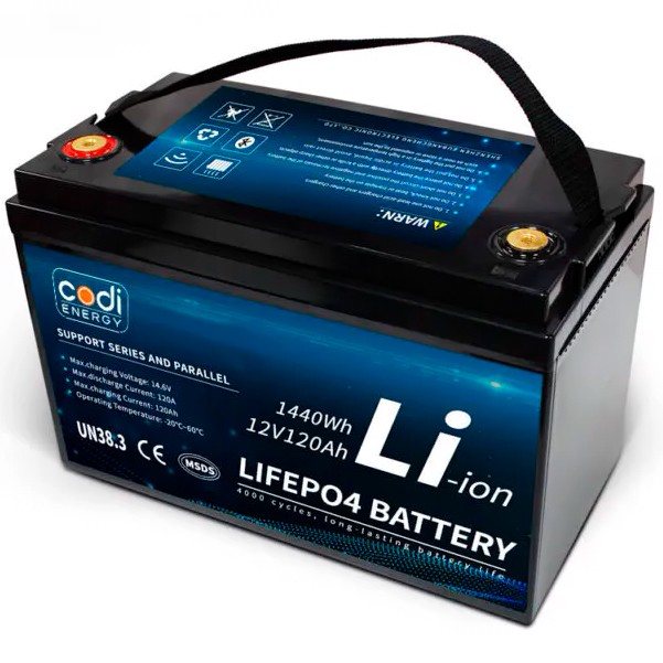 Акумулятор Codi Energy LiFePO4 12V/120AH (1440W*h) (літій-залізо-фосфатний акумулятор для ДБЖ (UPS)) — фото 4