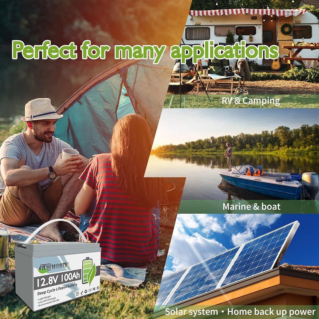 Акумулятор TCBWorth LiFePO4 12V/100AH, 1280W*h, 100A (літій-залізо-фосфатний акумулятор для ДБЖ (UPS)) — фото 7