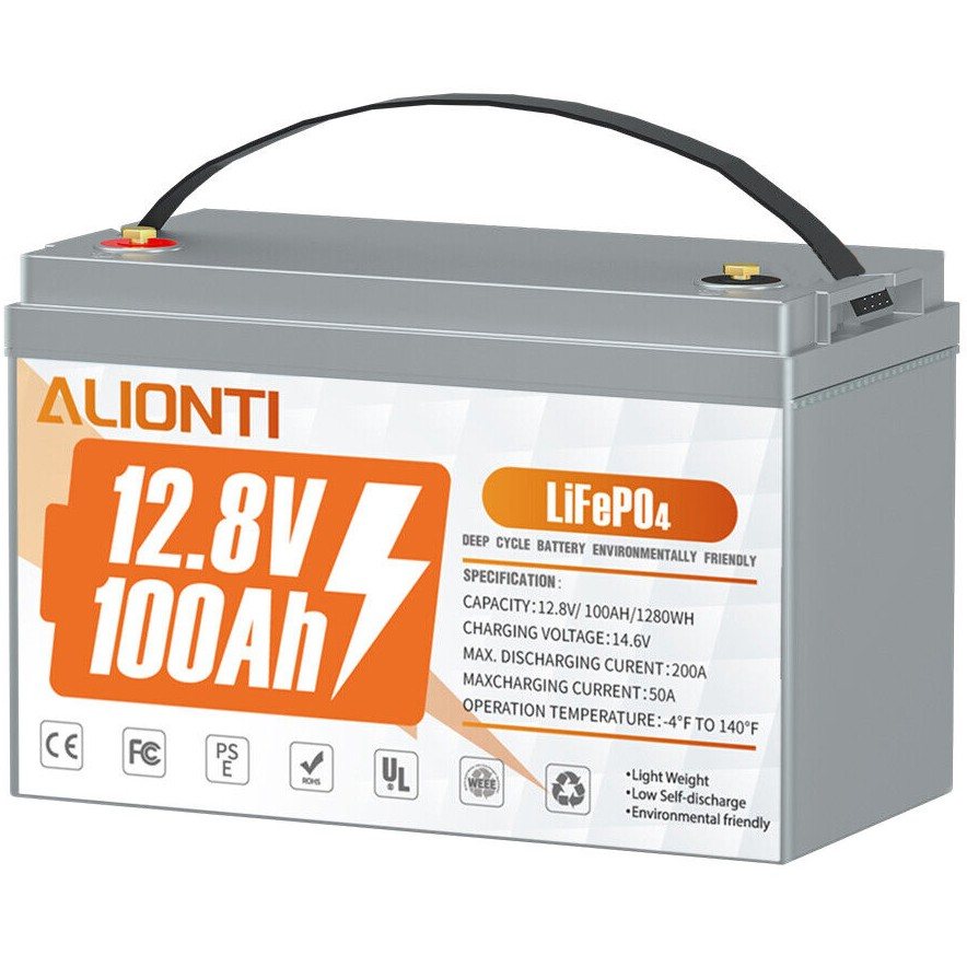 Акумулятор Alionti LiFePO4 12V/100AH, 1280W*h, 100A (літій-залізо-фосфатний акумулятор для ДБЖ (UPS))