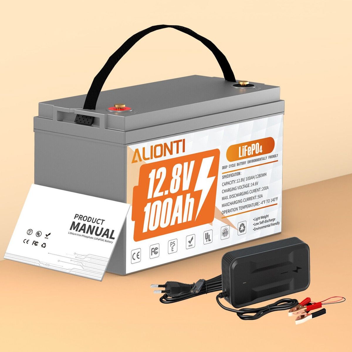 Акумулятор Alionti LiFePO4 12V/100AH, 1280W*h, 100A (літій-залізо-фосфатний акумулятор для ДБЖ (UPS)) — фото 6