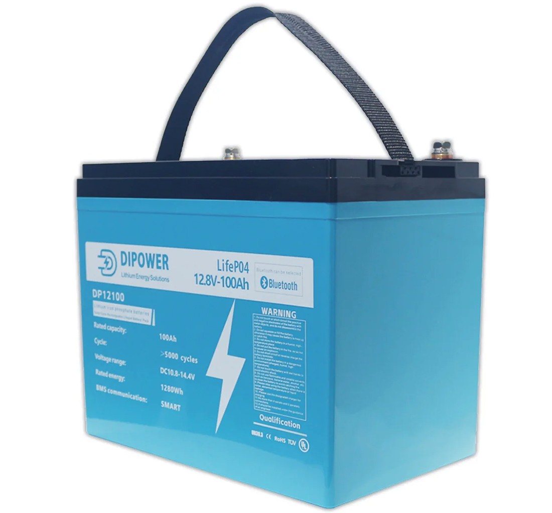 Акумулятор Dipower LiFePO4 12V/100AH (1280W*h), Smart BMS, Bluetooth APP (літій-залізо-фосфатний акумулятор для ДБЖ (UPS)) — фото 2