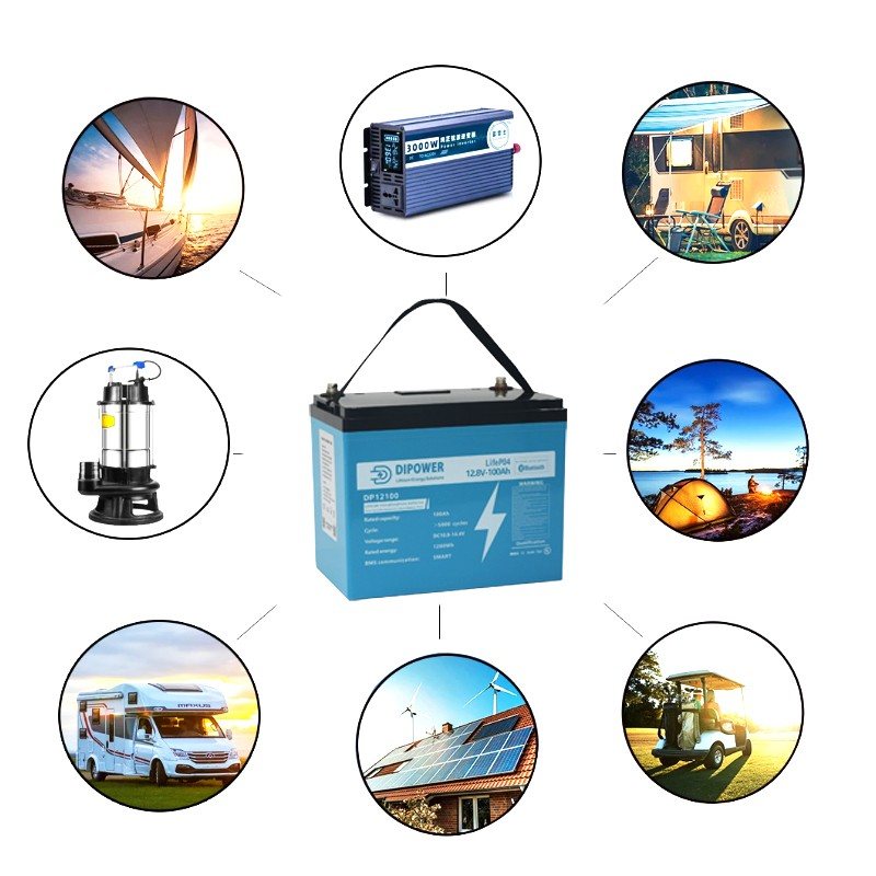 Акумулятор Dipower LiFePO4 12V/100AH (1280W*h), Smart BMS, Bluetooth APP (літій-залізо-фосфатний акумулятор для ДБЖ (UPS)) — фото 3