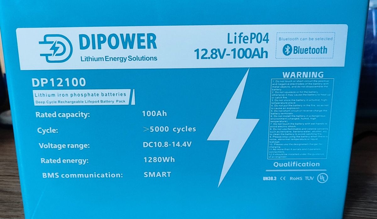 Акумулятор Dipower LiFePO4 12V/100AH (1280W*h), Smart BMS, Bluetooth APP (літій-залізо-фосфатний акумулятор для ДБЖ (UPS)) — фото 7