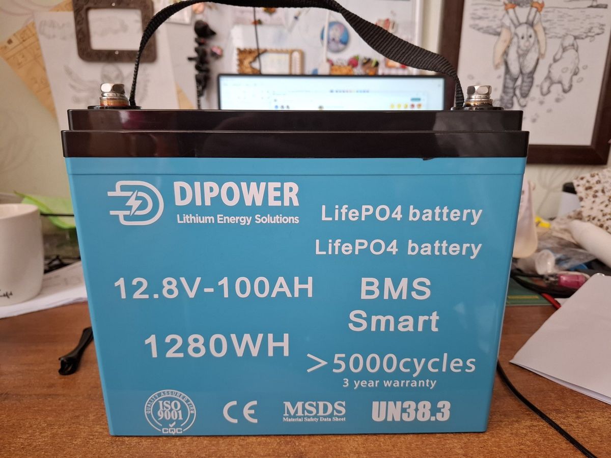 Акумулятор Dipower LiFePO4 12V/100AH (1280W*h), Smart BMS, Bluetooth APP (літій-залізо-фосфатний акумулятор для ДБЖ (UPS)) — фото 8