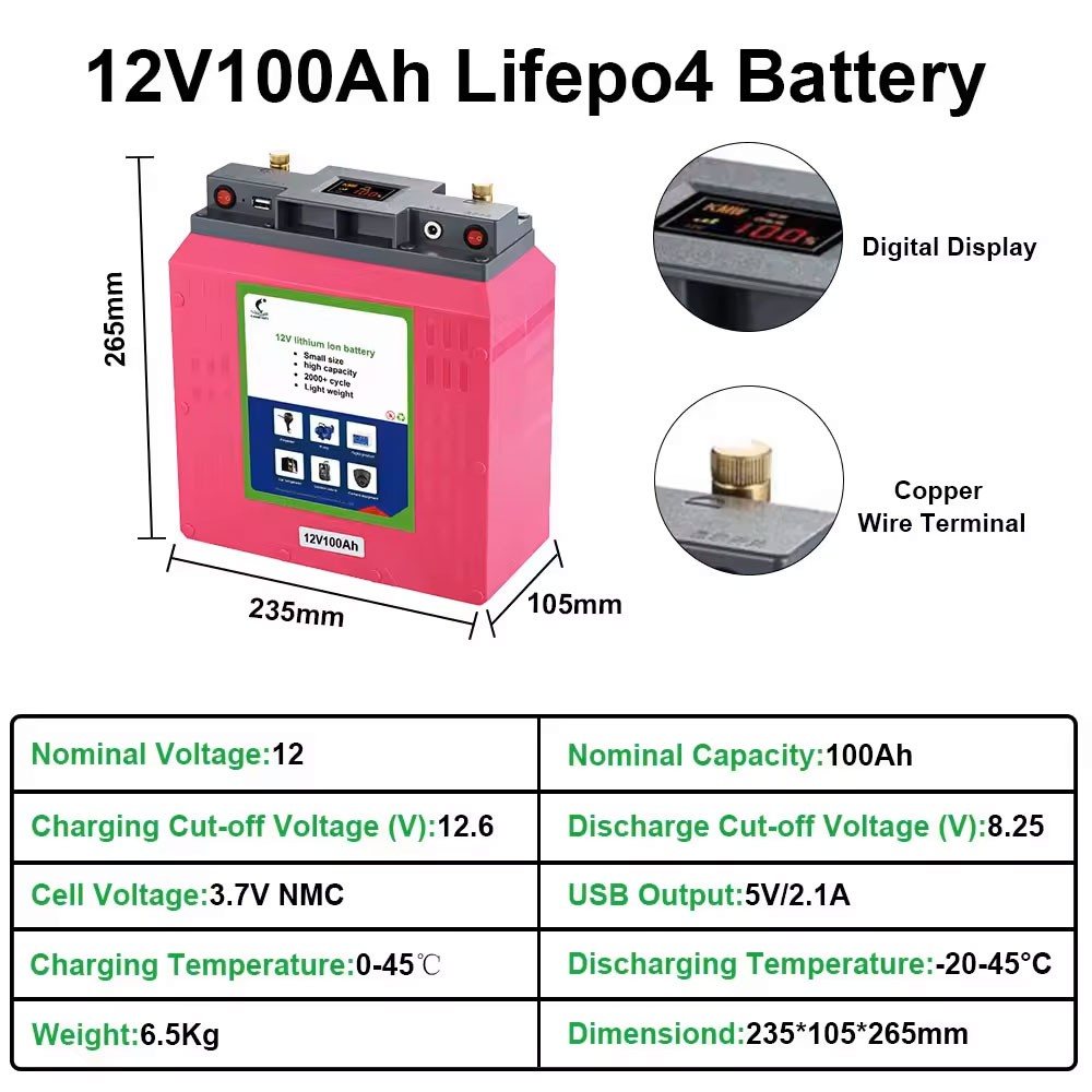 Акумулятор Kaimeiwei 12V/100AH, 1280W*h, NMC (літій-іонний акумулятор для ДБЖ (UPS)) — фото 3