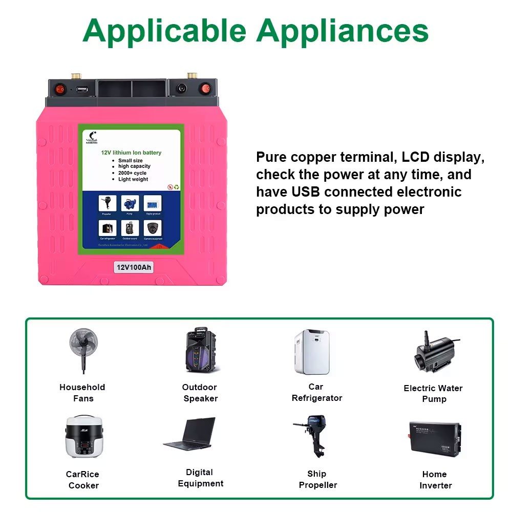 Акумулятор Kaimeiwei 12V/100AH, 1280W*h, NMC (літій-іонний акумулятор для ДБЖ (UPS)) — фото 5