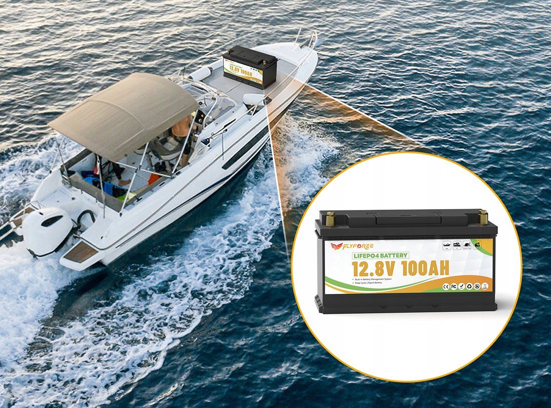Акумулятор FLYFOREE LiFePO4 12V/100AH (1280W*h), Smart BMS, Bluetooth APP, (літій-залізо-фосфатний акумулятор для ДБЖ (UPS)) 352 мм — фото 8