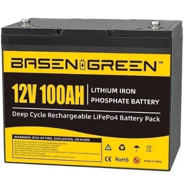 Акумулятор Basen Green LiFePO4 12V/100AH (1280 W*h), Smart BMS, Bluetooth APP (літій-залізо-фосфатний акумулятор для ДБЖ (UPS))