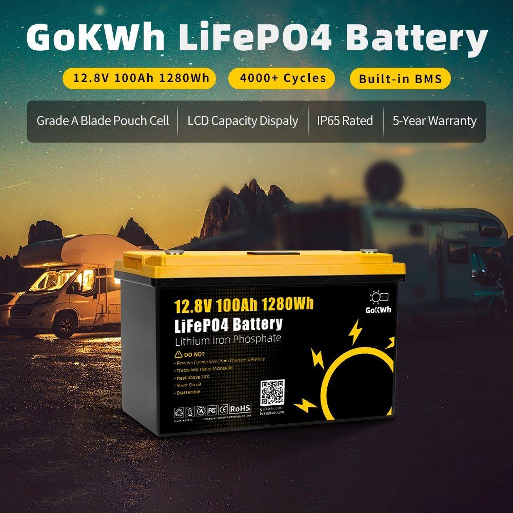 Акумулятор GoKwt LiFePO4 12V/100AH (1280W*h), з дисплеєм (літій-залізо-фосфатний акумулятор для ДБЖ (UPS)) — фото 6