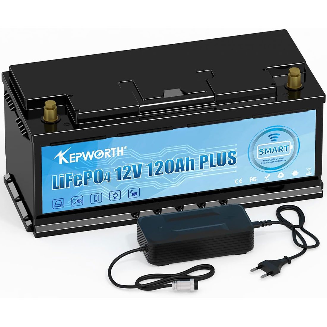 Акумулятор Kepworth LiFePO4 12V/120AH (1536W*h), Smart BMS, Bluetooth APP (літій-залізо-фосфатний акумулятор для ДБЖ (UPS)) — фото 3