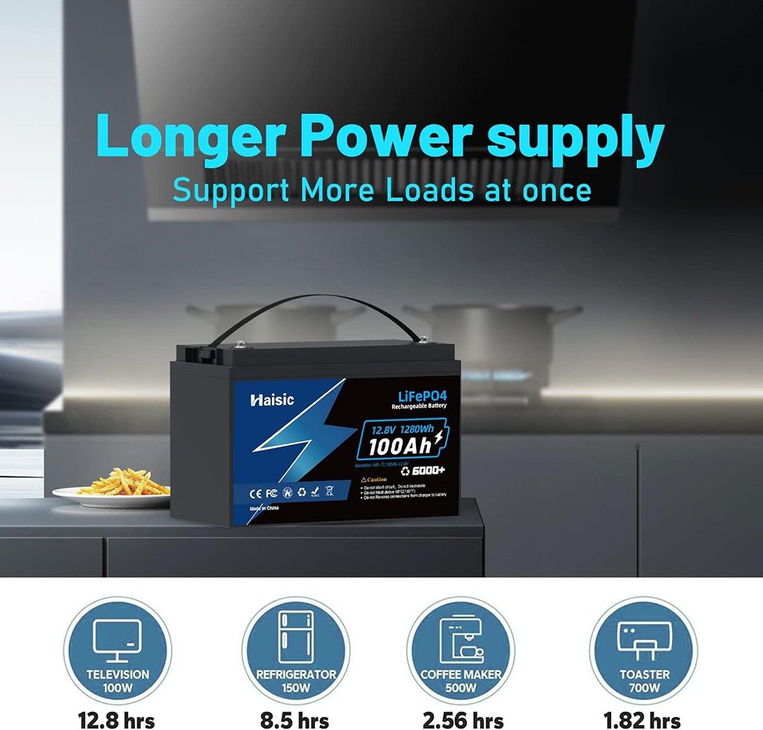 Акумулятор Haisic LiFePO4 12V/100AH, 1280W*h, 100А (літій-залізо-фосфатний акумулятор для ДБЖ (UPS)) — фото 7