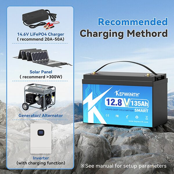 Акумулятор Kepworth LiFePO4 12V/135AH (1728 W*h), Smart BMS, Bluetooth APP (літій-залізо-фосфатний акумулятор для ДБЖ (UPS)) — фото 4