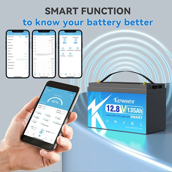 Акумулятор Kepworth LiFePO4 12V/135AH (1728 W*h), Smart BMS, Bluetooth APP (літій-залізо-фосфатний акумулятор для ДБЖ (UPS)) — фото 5