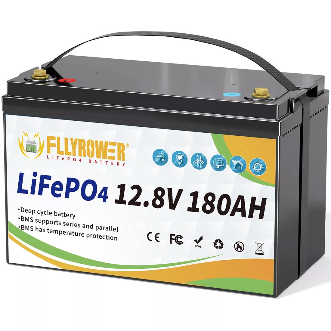 Акумулятор FLLYROWER LiFePO4 12V/180AH, 2304W*h (літій-залізо-фосфатний акумулятор для ДБЖ (UPS)) — фото 3