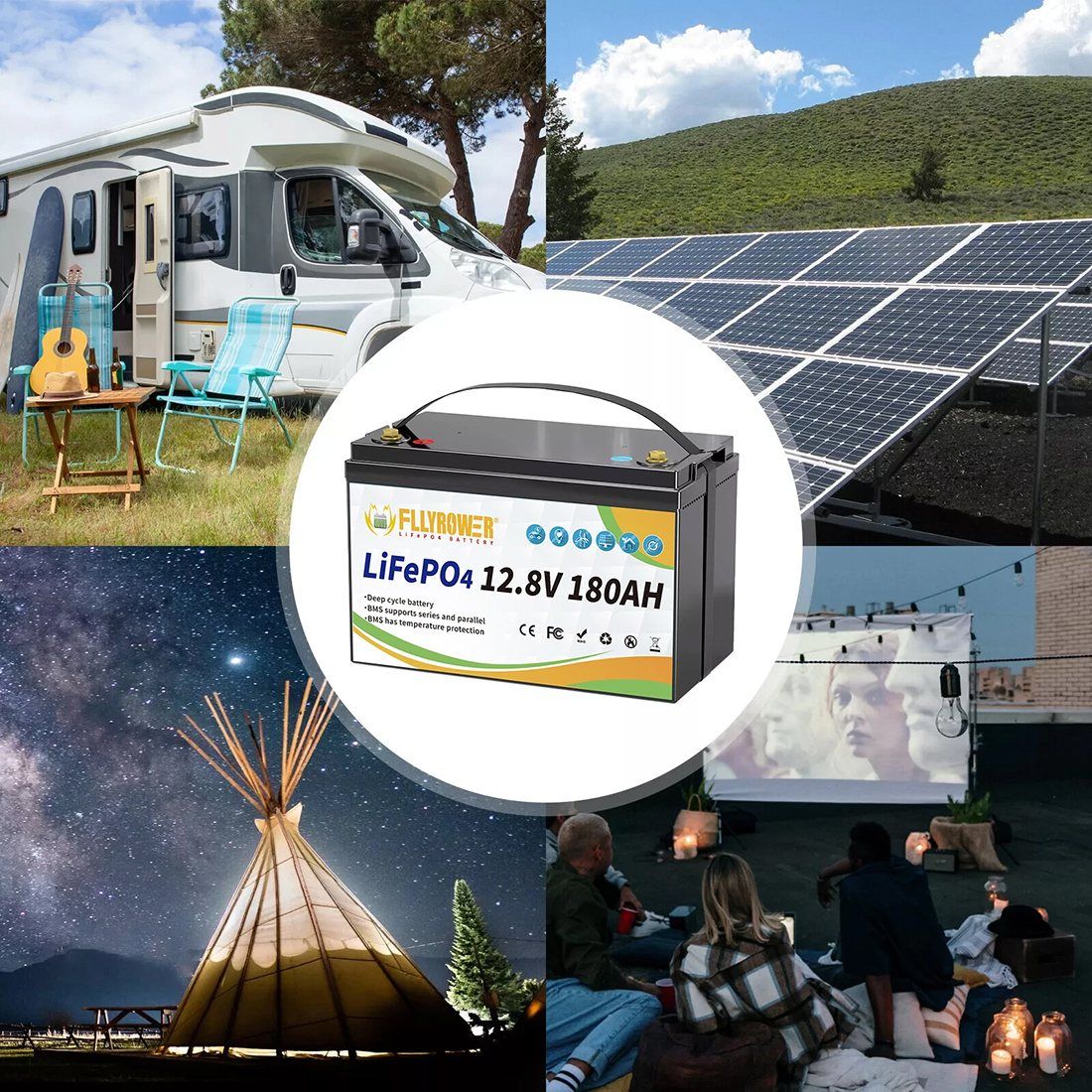 Акумулятор FLLYROWER LiFePO4 12V/180AH, 2304W*h (літій-залізо-фосфатний акумулятор для ДБЖ (UPS)) — фото 4